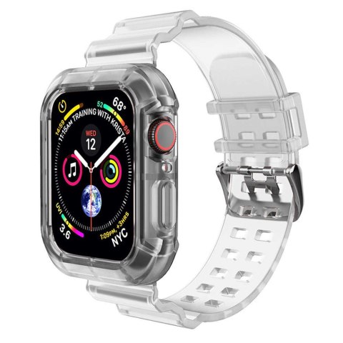 ProducentTymczasowy Pasek sportowy silikonowy Opaska Bransoleta z etui do zegarka do Apple Watch 1 2 3 38mm Przezroczysty ProducentTymczasowy Pasek sportowy silikonowy Opaska Bransoleta z etui do zegarka do Apple Watch 1 2 3 38mm Przezroczysty