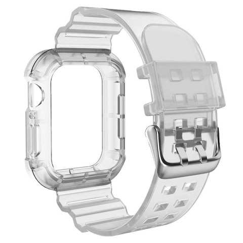 ProducentTymczasowy Pasek sportowy silikonowy Opaska Bransoleta z etui do zegarka do Apple Watch 1 2 3 38mm Przezroczysty ProducentTymczasowy Pasek sportowy silikonowy Opaska Bransoleta z etui do zegarka do Apple Watch 1 2 3 38mm Przezroczysty