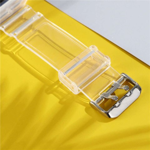 ProducentTymczasowy Pasek sportowy silikonowy Opaska Bransoleta z etui do zegarka do Apple Watch 1 2 3 38mm Przezroczysty ProducentTymczasowy Pasek sportowy silikonowy Opaska Bransoleta z etui do zegarka do Apple Watch 1 2 3 38mm Przezroczysty