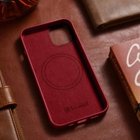 ICarer Etui na telefon iCarer Case Leather z naturalnej skóry do iPhone 14 Plus czerwony (kompatybilne z MagSafe) ICarer Etui na telefon iCarer Case Leather z naturalnej skóry do iPhone 14 Plus czerwony (kompatybilne z MagSafe)