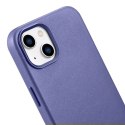 ICarer Etui na telefon iCarer Case Leather z naturalnej skóry do iPhone 14 Plus jasnofioletowy (kompatybilne z MagSafe)