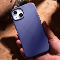 ICarer Etui na telefon iCarer Case Leather z naturalnej skóry do iPhone 14 Plus jasnofioletowy (kompatybilne z MagSafe)