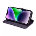 ICarer Etui na telefon iCarer Wallet Case 2in1 do iPhone 14 Plus skórzany pokrowiec z klapką Anti-RFID ciemnofioletowy