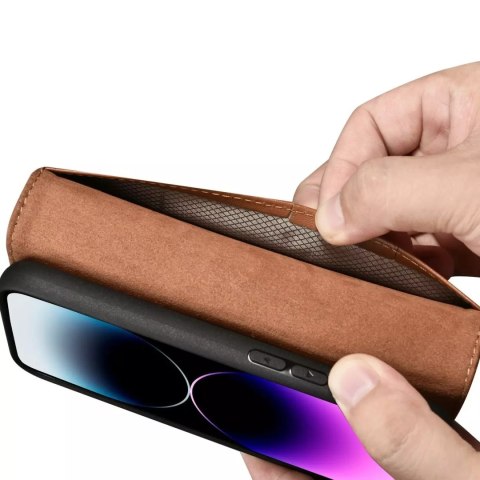 ICarer Etui na telefon iCarer Wallet Case 2in1 do iPhone 14 Pro Max skórzany pokrowiec z klapką Anti-RFID brązowy ICarer Etui na telefon iCarer Wallet Case 2in1 do iPhone 14 Pro Max skórzany pokrowiec z klapką Anti-RFID brązowy
