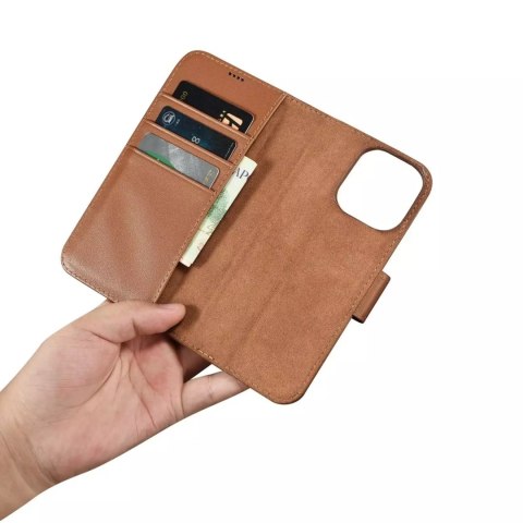 ICarer Etui na telefon iCarer Wallet Case 2in1 do iPhone 14 Pro Max skórzany pokrowiec z klapką Anti-RFID brązowy ICarer Etui na telefon iCarer Wallet Case 2in1 do iPhone 14 Pro Max skórzany pokrowiec z klapką Anti-RFID brązowy