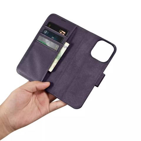 ICarer Etui na telefon iCarer Wallet Case 2in1 do iPhone 14 Pro Max skórzany pokrowiec z klapką Anti-RFID ciemnofioletowy ICarer Etui na telefon iCarer Wallet Case 2in1 do iPhone 14 Pro Max skórzany pokrowiec z klapką Anti-RFID ciemnofioletowy