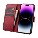ICarer Etui na telefon iCarer Wallet Case 2in1 do iPhone 14 Pro Max skórzany pokrowiec z klapką Anti-RFID czerwony