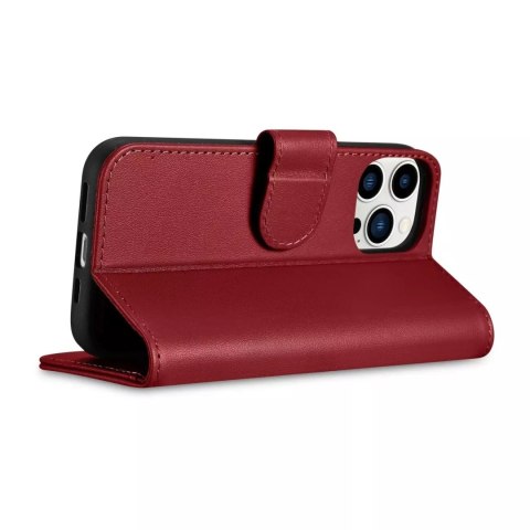 ICarer Etui na telefon iCarer Wallet Case 2in1 do iPhone 14 Pro Max skórzany pokrowiec z klapką Anti-RFID czerwony ICarer Etui na telefon iCarer Wallet Case 2in1 do iPhone 14 Pro Max skórzany pokrowiec z klapką Anti-RFID czerwony