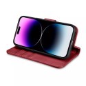 ICarer Etui na telefon iCarer Wallet Case 2in1 do iPhone 14 Pro Max skórzany pokrowiec z klapką Anti-RFID czerwony