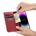 ICarer Etui na telefon iCarer Wallet Case 2in1 do iPhone 14 Pro Max skórzany pokrowiec z klapką Anti-RFID czerwony