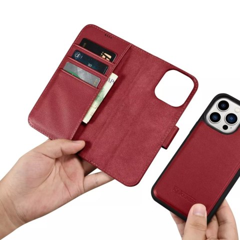 ICarer Etui na telefon iCarer Wallet Case 2in1 do iPhone 14 Pro Max skórzany pokrowiec z klapką Anti-RFID czerwony ICarer Etui na telefon iCarer Wallet Case 2in1 do iPhone 14 Pro Max skórzany pokrowiec z klapką Anti-RFID czerwony