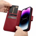 ICarer Etui na telefon iCarer Wallet Case 2in1 do iPhone 14 Pro Max skórzany pokrowiec z klapką Anti-RFID czerwony