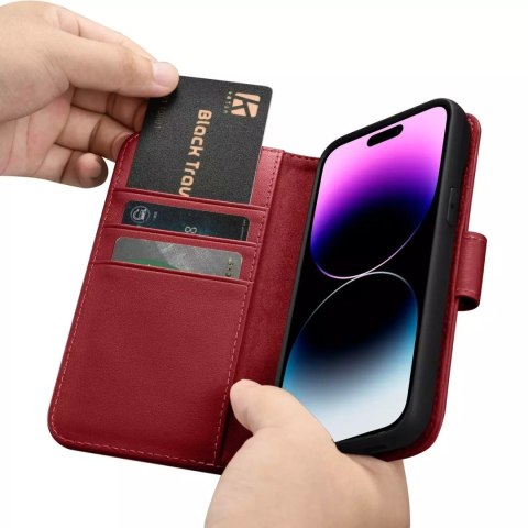 ICarer Etui na telefon iCarer Wallet Case 2in1 do iPhone 14 Pro Max skórzany pokrowiec z klapką Anti-RFID czerwony ICarer Etui na telefon iCarer Wallet Case 2in1 do iPhone 14 Pro Max skórzany pokrowiec z klapką Anti-RFID czerwony