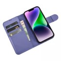 ICarer ICarer Wallet Case 2in1 etui iPhone 14 Plus skórzany pokrowiec z klapką Anti-RFID jasnofioletowy (WMI14220727-LP)