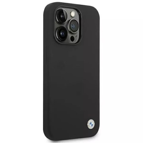 BMW Etui na telefon BMW BMHCP14LSILBK do Apple iPhone 14 Pro 6,1" czarny/black Silicone Metal Logo BMW Etui na telefon BMW BMHCP14LSILBK do Apple iPhone 14 Pro 6,1" czarny/black Silicone Metal Logo