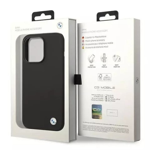 BMW Etui na telefon BMW BMHCP14LSILBK do Apple iPhone 14 Pro 6,1" czarny/black Silicone Metal Logo BMW Etui na telefon BMW BMHCP14LSILBK do Apple iPhone 14 Pro 6,1" czarny/black Silicone Metal Logo