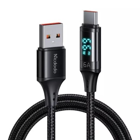 Mcdodo Kabel USB do USB-C Mcdodo CA-1080 z wyświetlaczem, 66W, 6A, 1.2m (czarny)