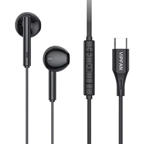 Vipfan Słuchawki douszne przewodowe Vipfan M18, USB-C (czarne) Vipfan Słuchawki douszne przewodowe Vipfan M18, USB-C (czarne)