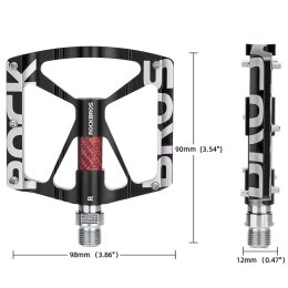 RockBros Pedały rowerowe RockBros K307T platformowe aluminiowe z 5 metalowymi pinami komplet 2szt Czarne