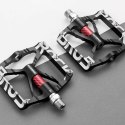 RockBros Pedały rowerowe RockBros K307T platformowe aluminiowe z 5 metalowymi pinami komplet 2szt Czarne
