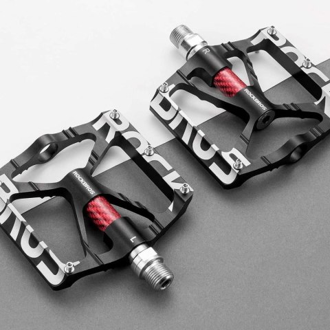 RockBros Pedały rowerowe RockBros K307T platformowe aluminiowe z 5 metalowymi pinami komplet 2szt Czarne RockBros Pedały rowerowe RockBros K307T platformowe aluminiowe z 5 metalowymi pinami komplet 2szt Czarne