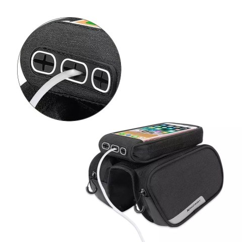 Wozinsky Wozinsky torba rowerowa na ramę + odczepiany pokrowiec na telefon do 6,5" 1,5l czarna (WBB7BK) Wozinsky Wozinsky torba rowerowa na ramę + odczepiany pokrowiec na telefon do 6,5" 1,5l czarna (WBB7BK)