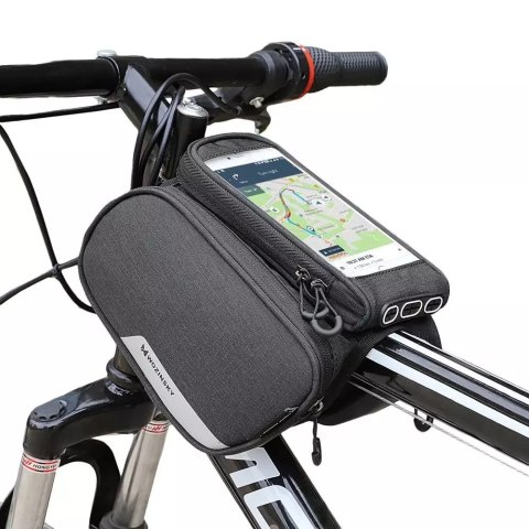 Wozinsky Wozinsky torba rowerowa na ramę + odczepiany pokrowiec na telefon do 6,5" 1,5l czarna (WBB7BK) Wozinsky Wozinsky torba rowerowa na ramę + odczepiany pokrowiec na telefon do 6,5" 1,5l czarna (WBB7BK)