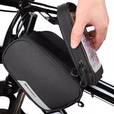 Wozinsky Wozinsky torba rowerowa na ramę + odczepiany pokrowiec na telefon do 6,5" 1,5l czarna (WBB7BK) Wozinsky Wozinsky torba rowerowa na ramę + odczepiany pokrowiec na telefon do 6,5" 1,5l czarna (WBB7BK)