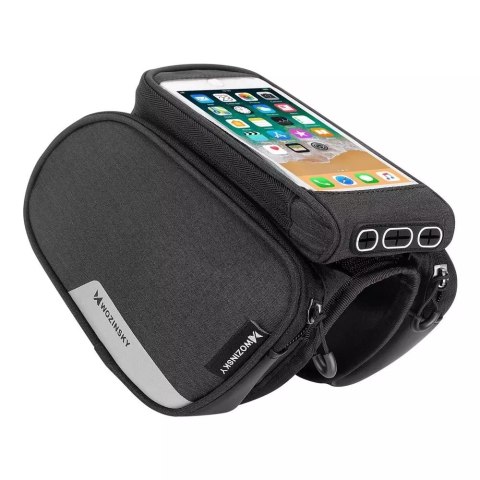 Wozinsky Wozinsky torba rowerowa na ramę + odczepiany pokrowiec na telefon do 6,5" 1,5l czarna (WBB7BK) Wozinsky Wozinsky torba rowerowa na ramę + odczepiany pokrowiec na telefon do 6,5" 1,5l czarna (WBB7BK)