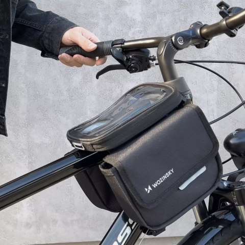 Wozinsky Wozinsky torba rowerowa na ramę sakwa na rower wodoodporne etui na telefon 1,5l czarny (WBB26BK) Wozinsky Wozinsky torba rowerowa na ramę sakwa na rower wodoodporne etui na telefon 1,5l czarny (WBB26BK)