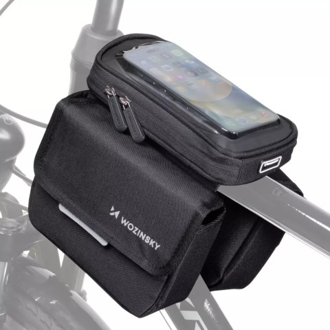 Wozinsky Wozinsky torba rowerowa na ramę sakwa na rower wodoodporne etui na telefon 1,5l czarny (WBB26BK) Wozinsky Wozinsky torba rowerowa na ramę sakwa na rower wodoodporne etui na telefon 1,5l czarny (WBB26BK)